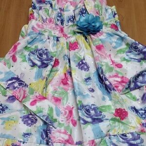 Emily West Floral Kids Dress with Blue and Pink Accents